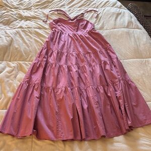 MADEWELL GORGEOUS DUSTY ROSE 100% COTTON TIERED HALTER MAXI-DRESS SZ L ORIG $198